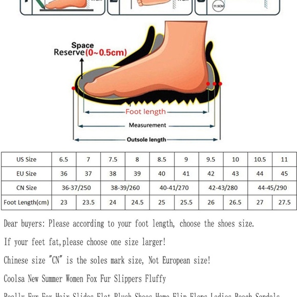 -Handmade Green Red Luxury Fox Fur Fluffy Slide - Picture 8 of 8